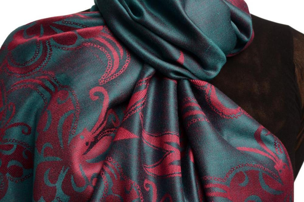 Liss Kiss Butterflies On Prussian Blue Pashmina Feel With Tassels - Scarf