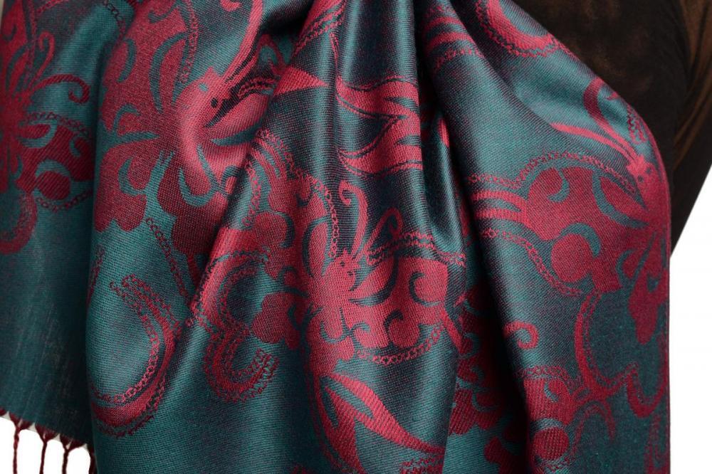 Liss Kiss Butterflies On Prussian Blue Pashmina Feel With Tassels - Scarf