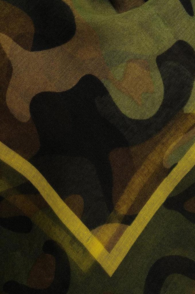 Liss Kiss Camouflage With Bright Yellow Stripe Unisex Scarf & Beach Sarong - Scarf