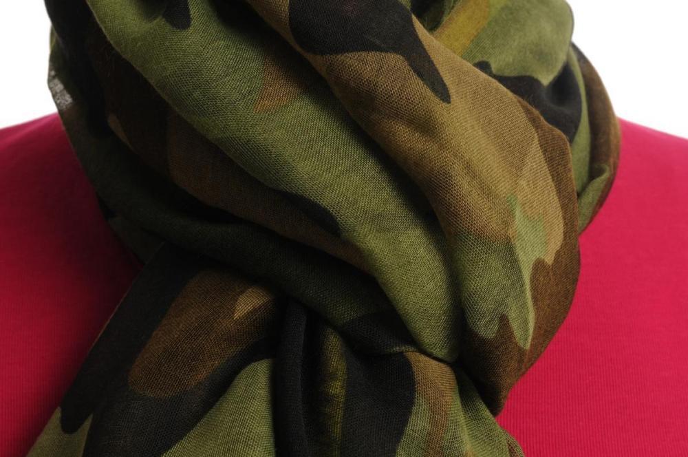 Liss Kiss Camouflage With Bright Yellow Stripe Unisex Scarf & Beach Sarong - Scarf