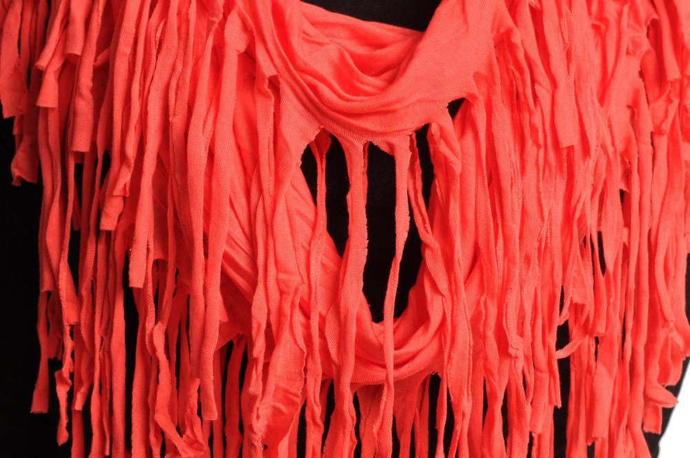 Liss Kiss Carmine Pink With Tassels Snood Scarf - Snood