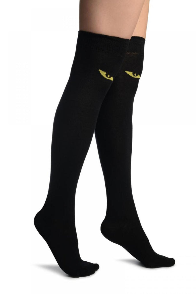Liss Kiss Cat Eyes On Black Over The Knee Socks - Over The Knee Socks