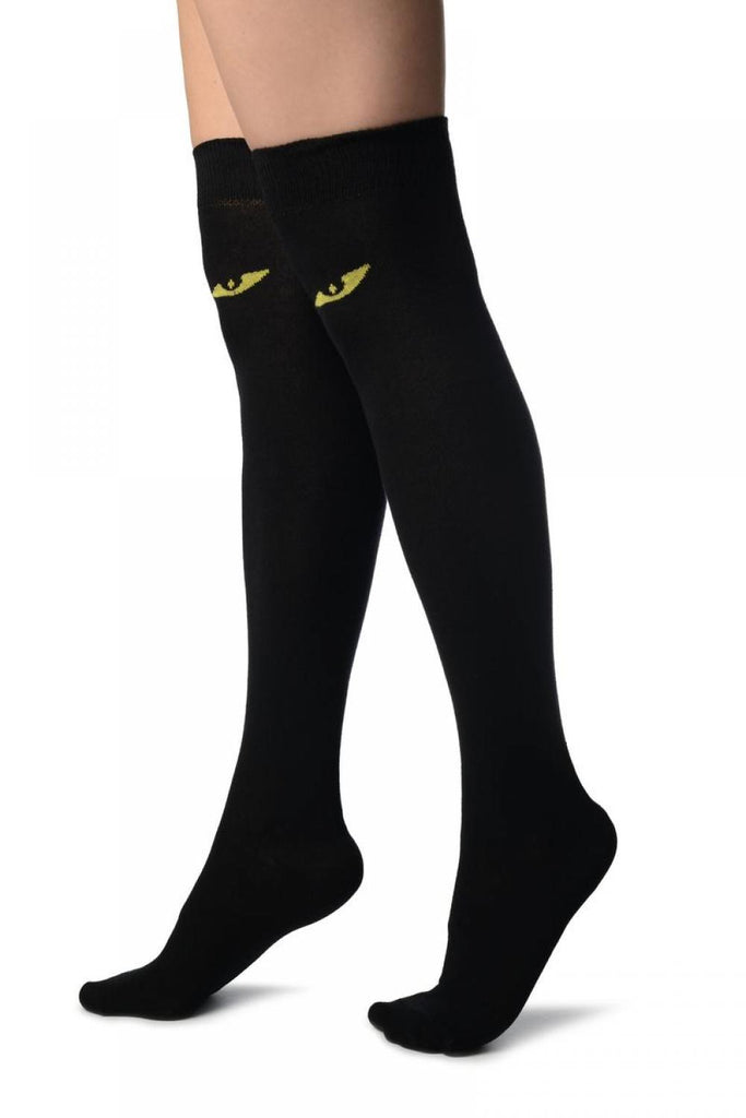 Liss Kiss Cat Eyes On Black Over The Knee Socks - Over The Knee Socks