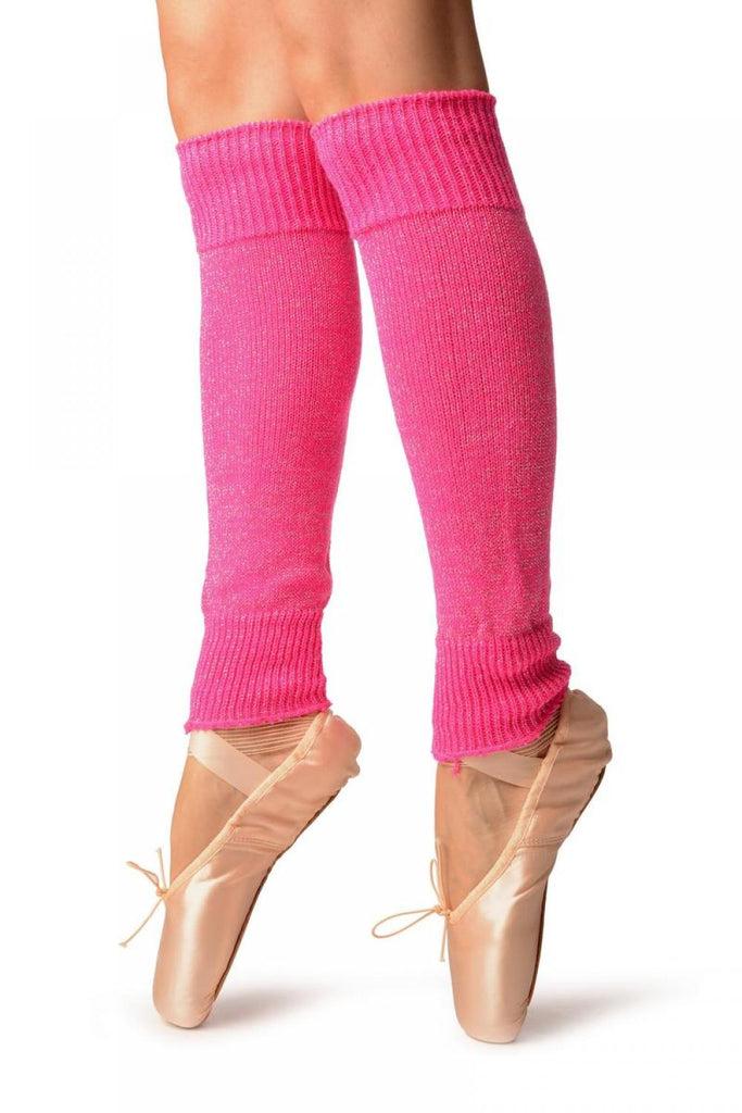 Liss Kiss Cerise Pink With Silver Lurex Dance/Ballet Leg Warmers - Leg Warmers