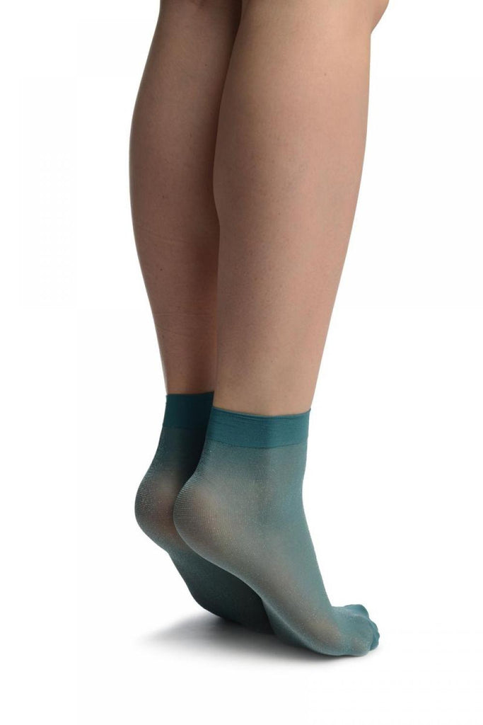 Liss Kiss Cerulean Blue With Fine Lurex Ankle High Socks - Socks