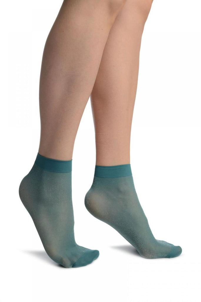 liss kiss Cerulean Blue With Fine Lurex Ankle High Socks - Socks