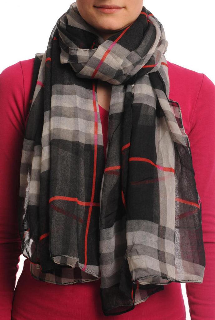 Liss Kiss Checkered On Black Unisex Scarf & Beach Sarong - Scarf