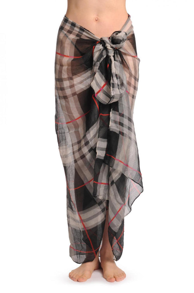 Liss Kiss Checkered On Black Unisex Scarf & Beach Sarong - Scarf
