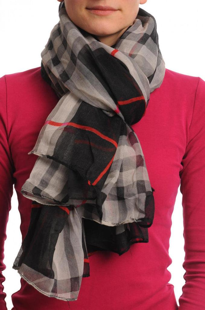 Liss Kiss Checkered On Black Unisex Scarf & Beach Sarong - Scarf