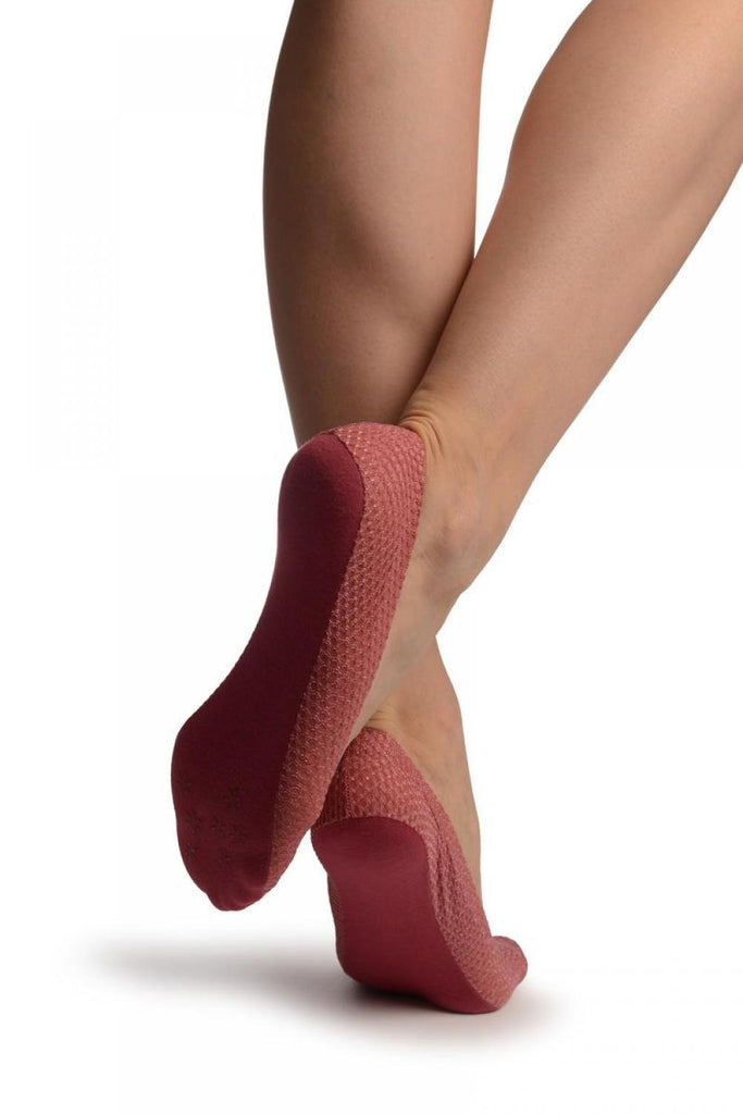 Liss Kiss Cherry Red Snake Skin Silver Lurex With Silicon Heel & Bottom Footies - Footsies Socks