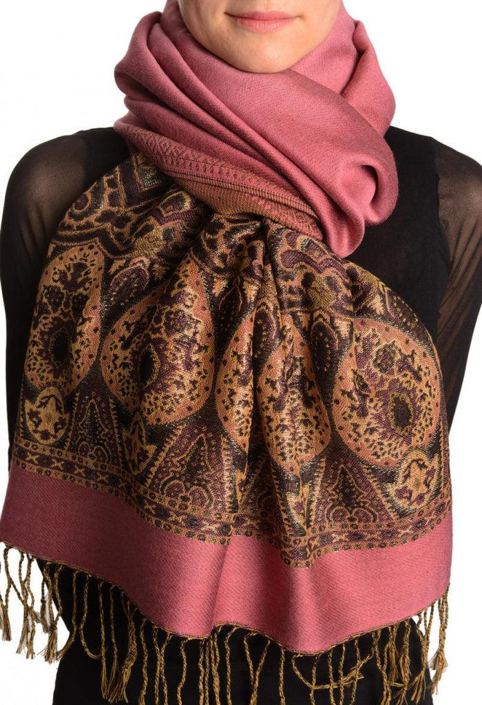 Liss Kiss Chestnut Red With Lurex Ornaments Pashmina With Tassels - Scarf