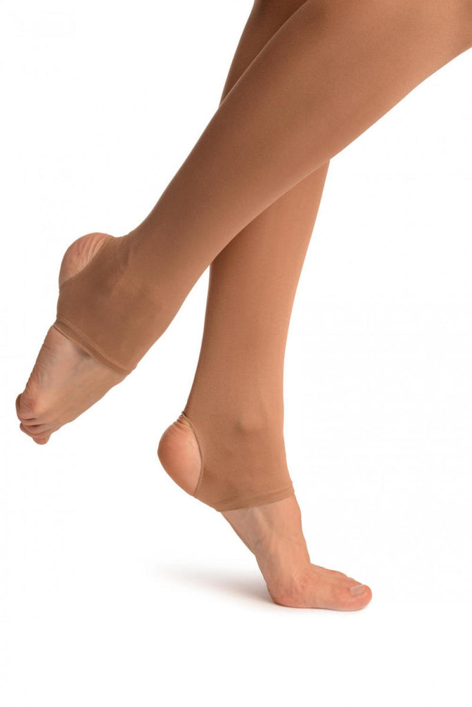 Liss Kiss Chestnut Stirrup Dance Tights 80 Den - Dance Tights