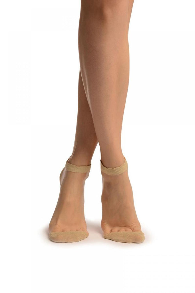 liss kiss Clear Mesh With Gold Lurex Top Toe & Heels Ankle High Socks - Socks