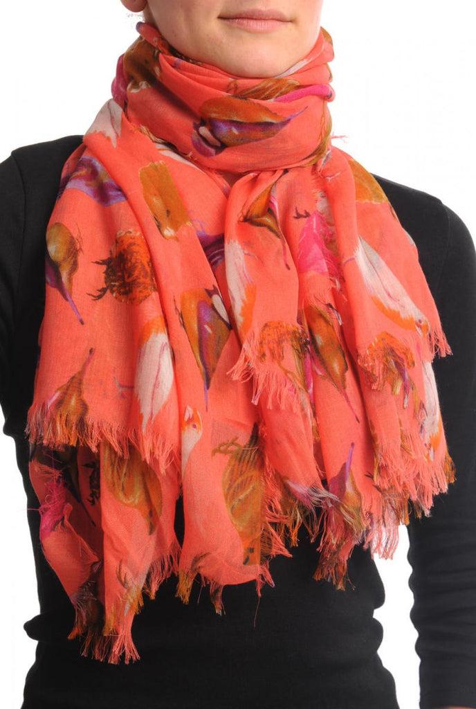 liss kiss Colourful Birds on Coral Unisex Scarf & Beach Sarong - Scarf