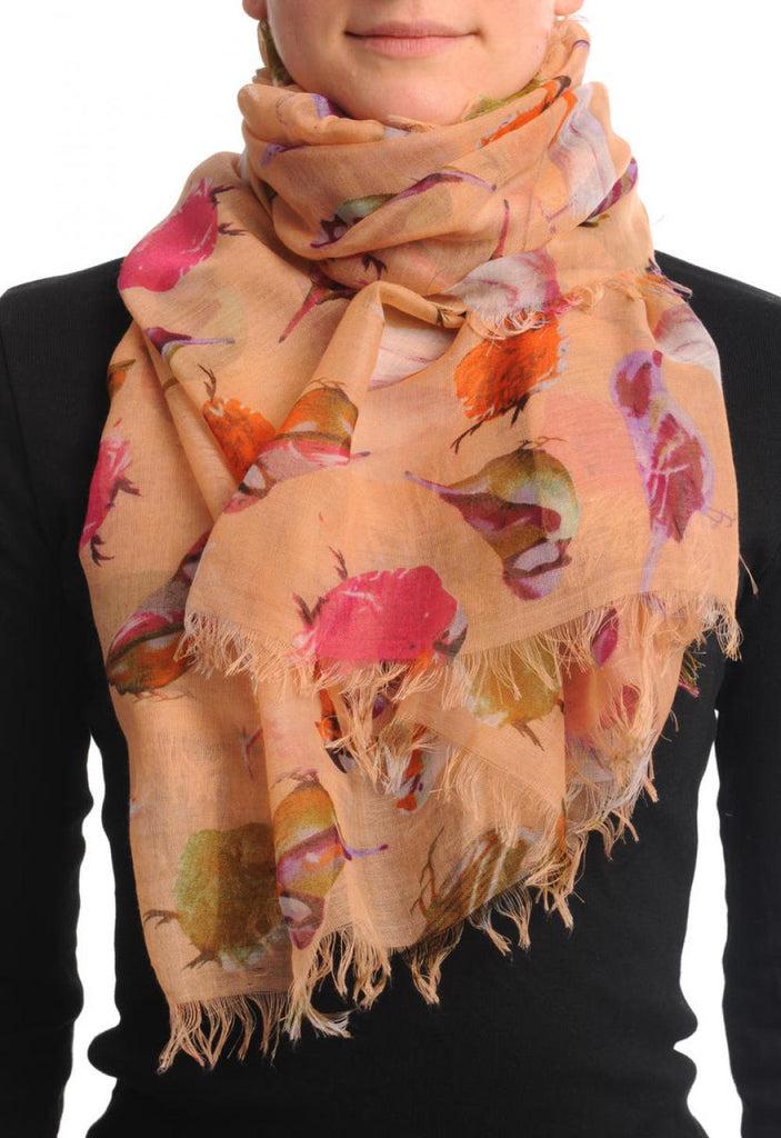 liss kiss Colourful Birds on Peach Unisex Scarf & Beach Sarong - Scarf