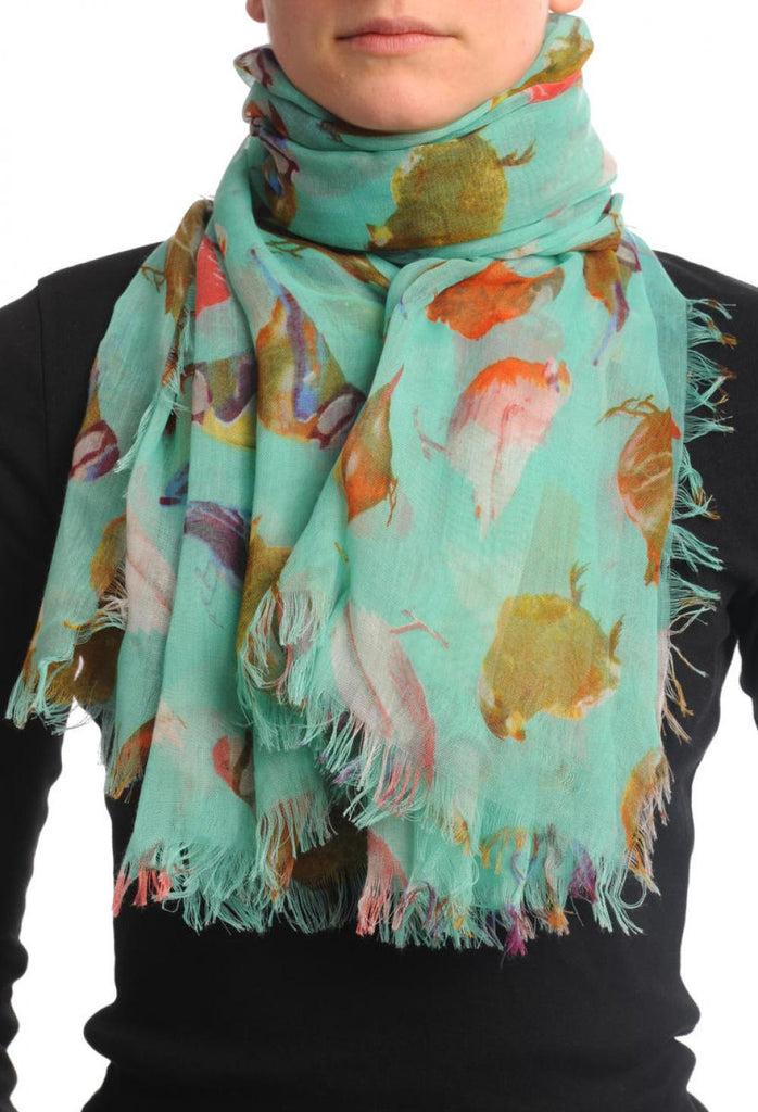 Liss Kiss Colourful Birds On Turquoise Unisex Scarf & Beach Sarong - Scarf