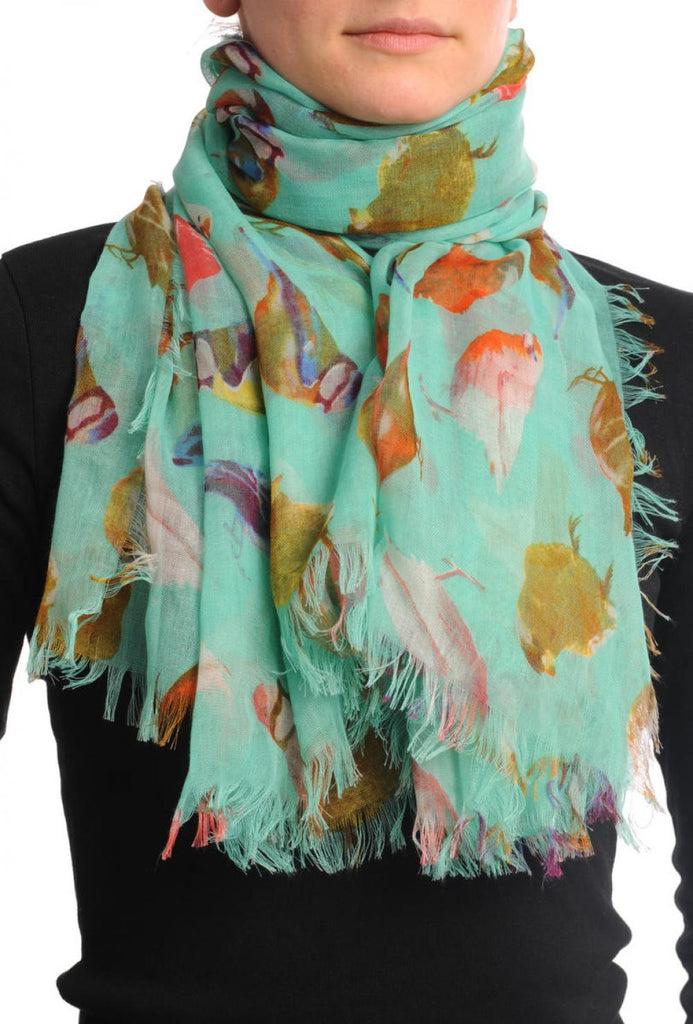 liss kiss Colourful Birds on Turquoise Unisex Scarf & Beach Sarong - Scarf