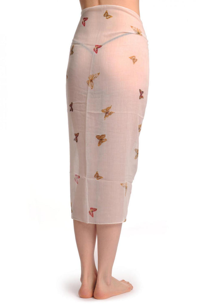 Liss Kiss Colourful Butterflies On White Unisex Scarf & Beach Sarong - Scarf