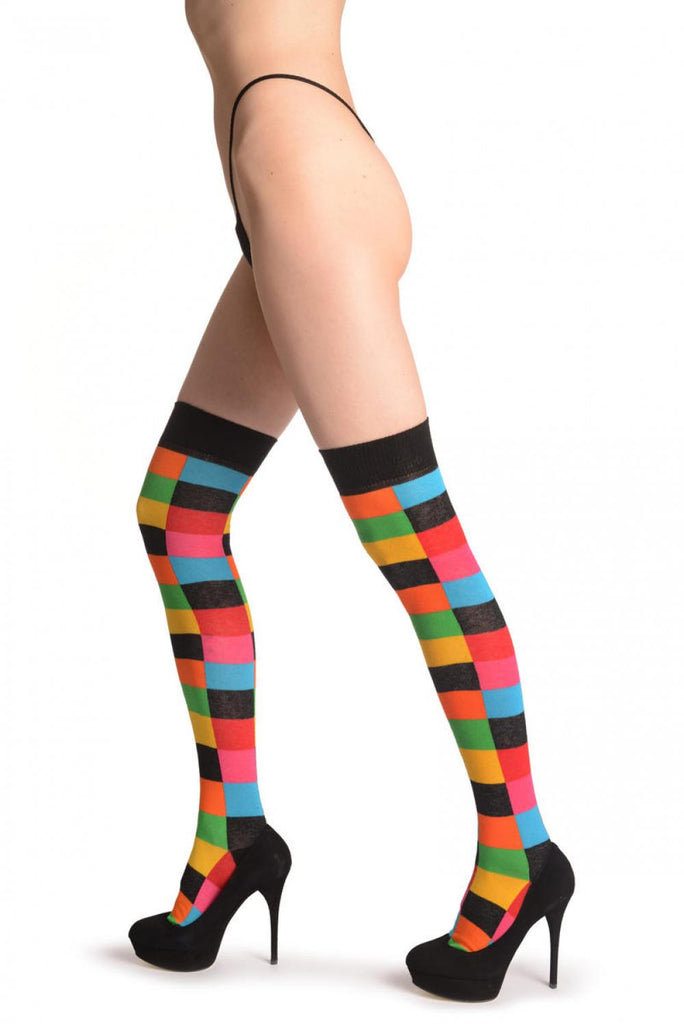 Liss Kiss Colourful Pallet Squares - Over The Knee Socks