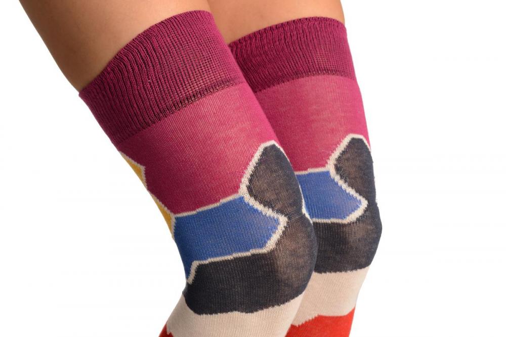 Liss Kiss Colourful Puzzle Stripes Over The Knee Socks - Over The Knee Socks