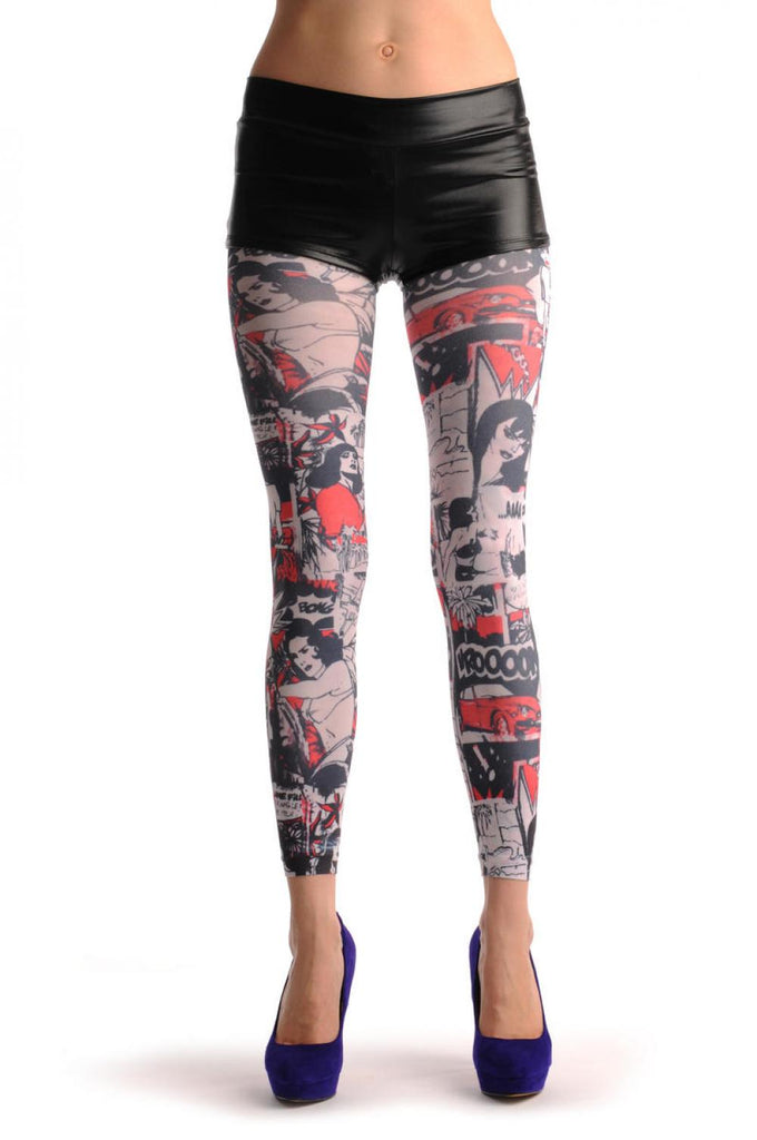 Liss Kiss Comics Girl On White Footless - Tights Footless