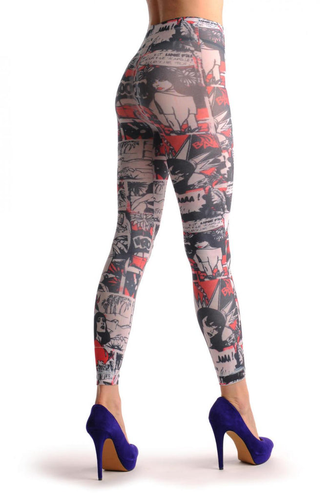 Liss Kiss Comics Girl On White Footless - Tights Footless