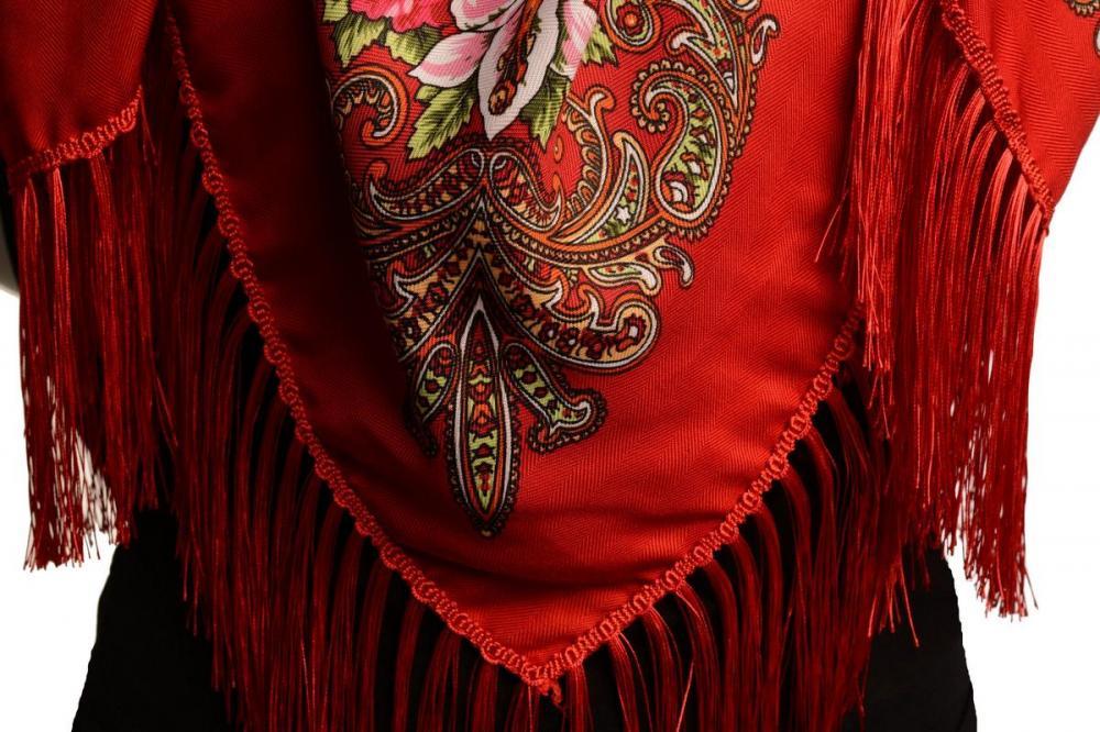 Liss Kiss Coral "Tzarsky" Slavonic Russian Folk Style Shawl - Scarf