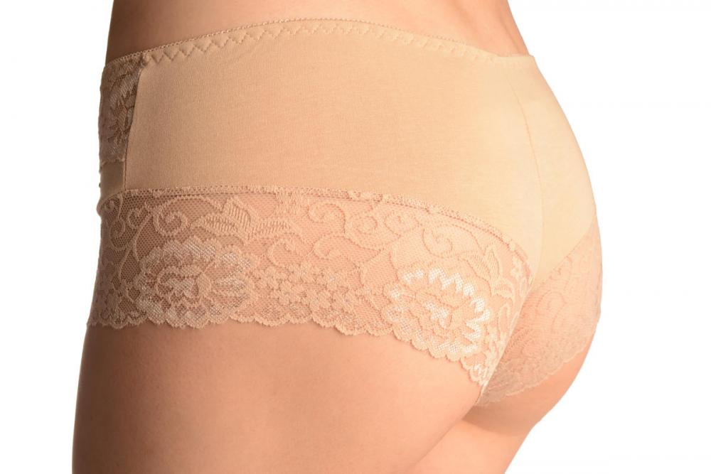Liss Kiss Cotton With Lace Trim & Crystals Beige Brazilian - Knickers