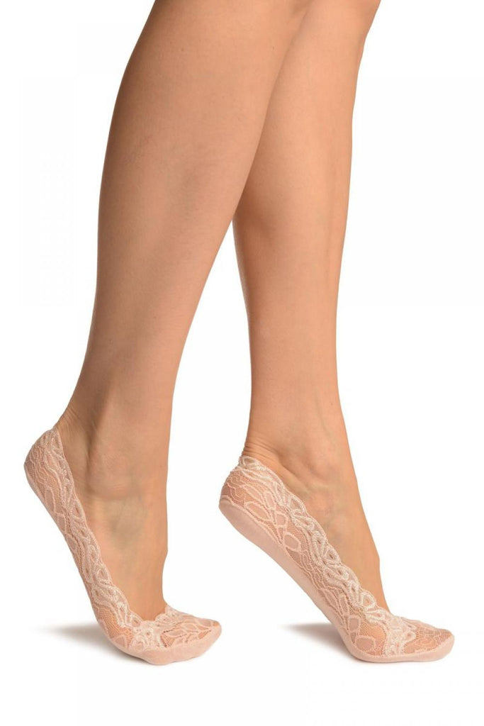 liss kiss Cream Flower Petals Lace With Silicon Grip & Cotton Sole Footsies - Footsies Socks