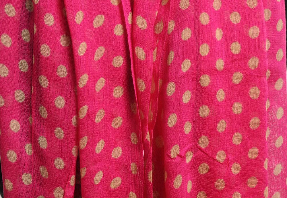 Liss Kiss Cream Polka Dots On Pink With Tassels - Scarf