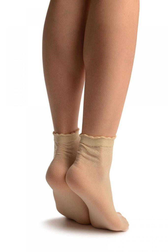 Liss Kiss Cream Small Polka Dots And Rhombus Tops Ankle High Socks - Socks