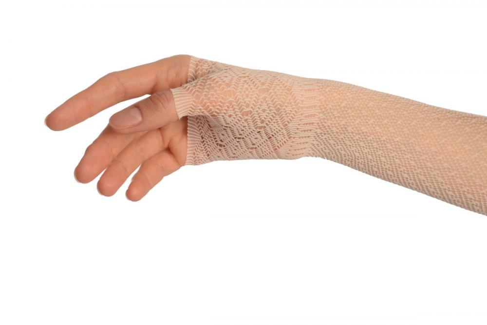 Liss Kiss Cream Stretchy Crochet Lace Fingerless Evening Gloves - Gloves
