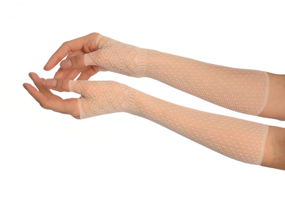 liss kiss Cream Stretchy Crochet Lace Fingerless Evening Gloves - Gloves