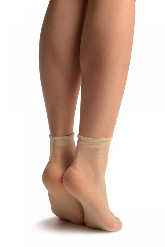 Liss Kiss Cream Woven 3D Mesh Ankle High Socks - Socks