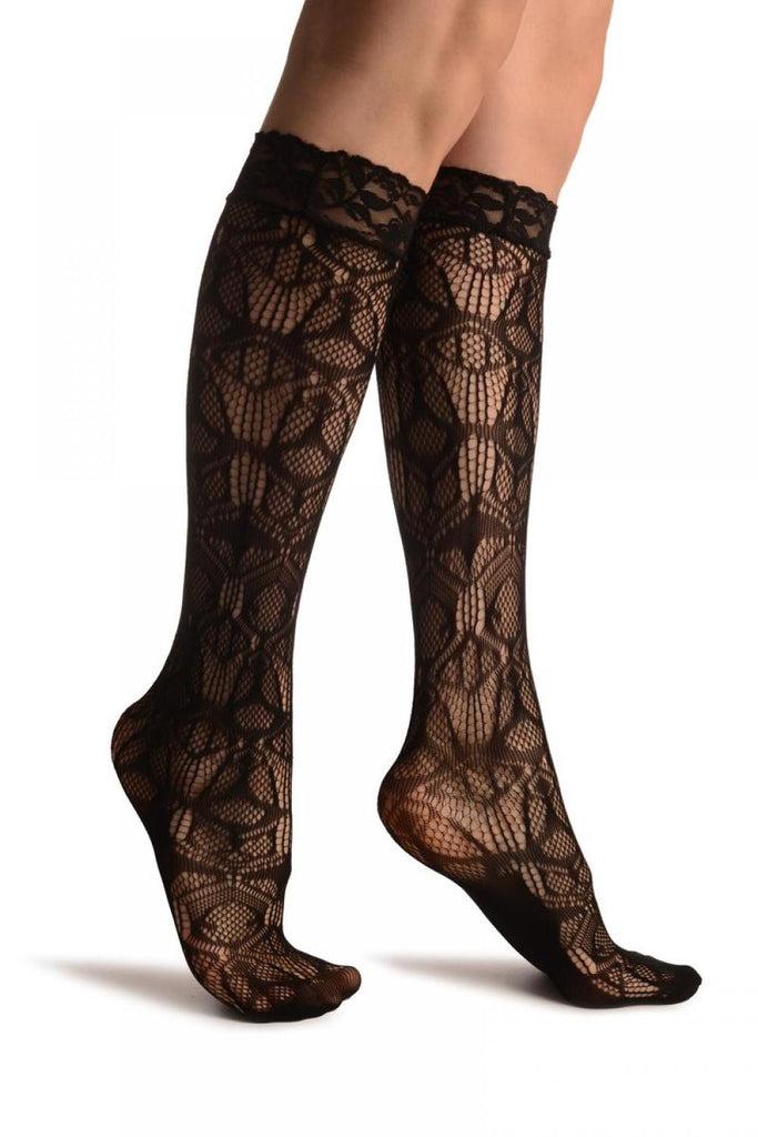 liss kiss Cyber Mesh Black Lace Knee High Socks - Socks