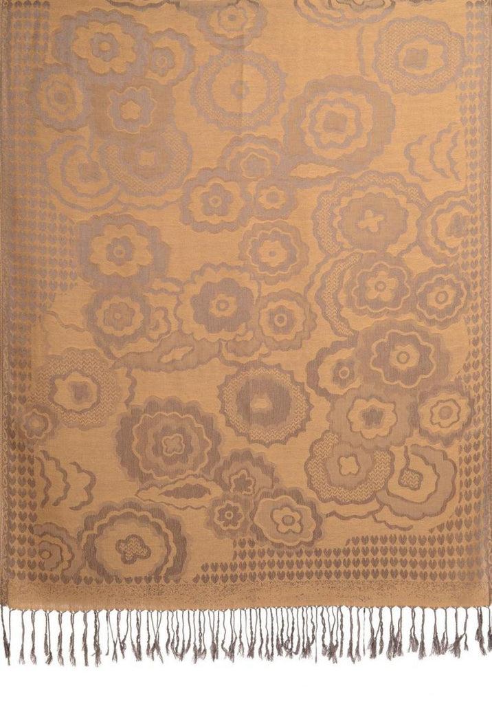 Liss Kiss Daisies On Beige Pashmina Feel With Tassels - Scarf