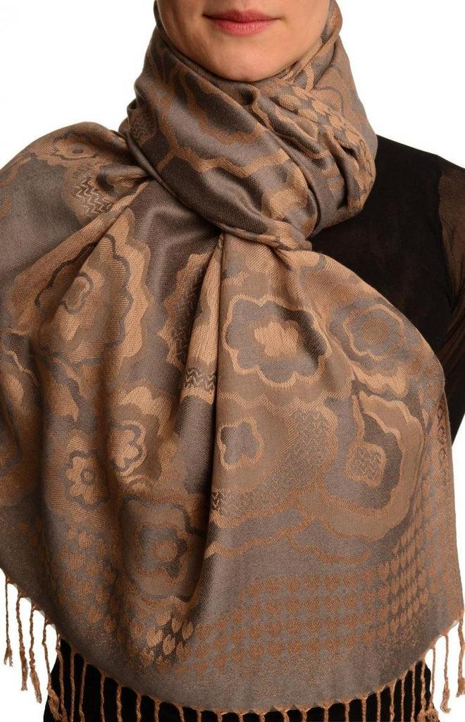 liss kiss Daisies On Grey Pashmina Feel With Tassels - Scarf