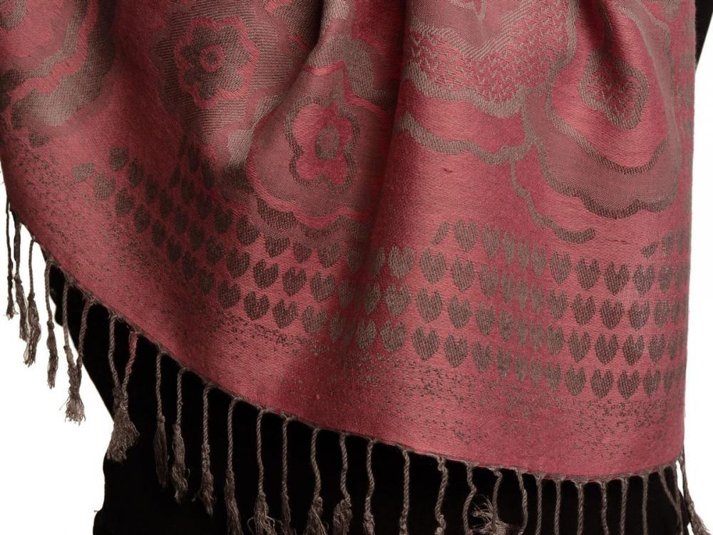 Liss Kiss Daisies On Puce Pink Pashmina Feel With Tassels - Scarf