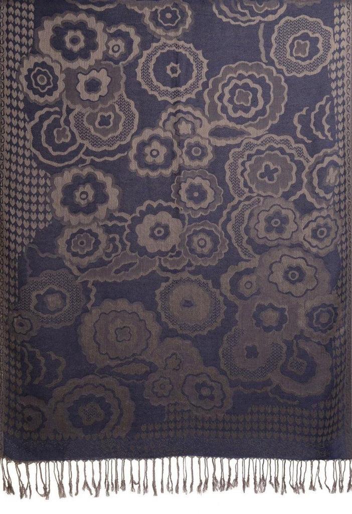 Liss Kiss Daisies On Violet Blue Pashmina Feel With Tassels - Scarf