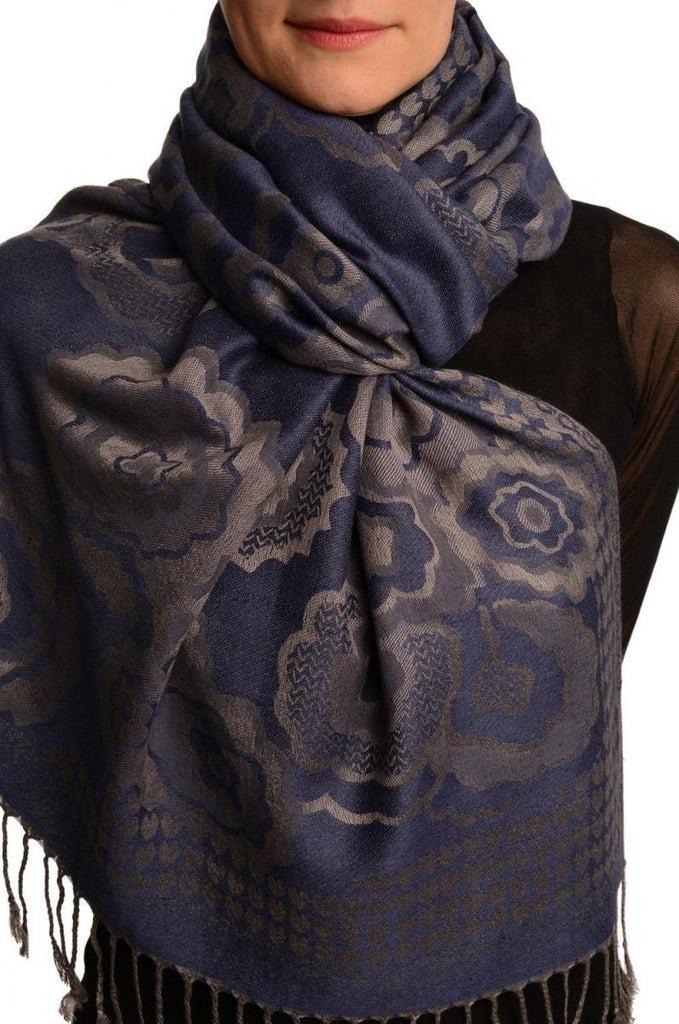 liss kiss Daisies On Violet Blue Pashmina Feel With Tassels - Scarf