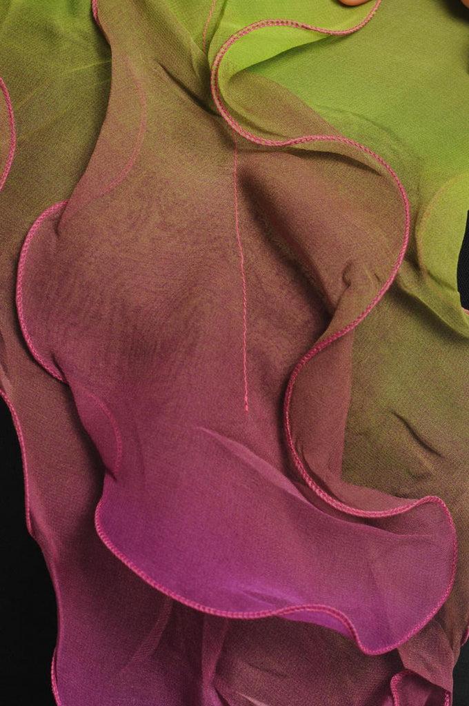 Liss Kiss Damask Pink & Asparagus Double Layered Chiffon Ombre - Scarf
