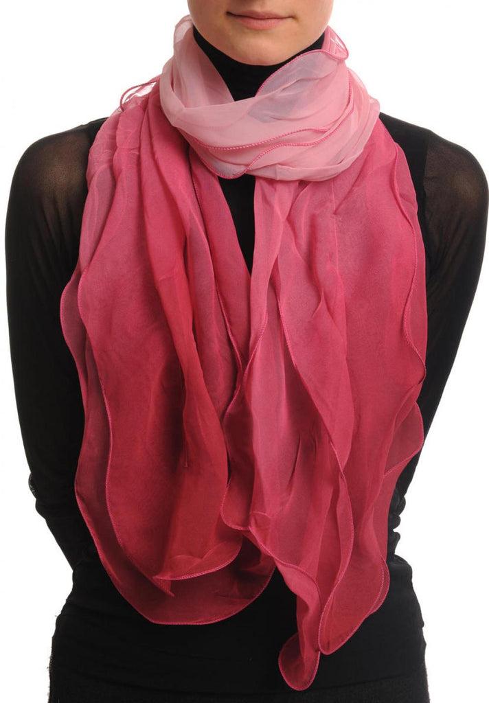 Liss Kiss Damask & Watermelon Pink Double Layered Chiffon Ombre - Scarf