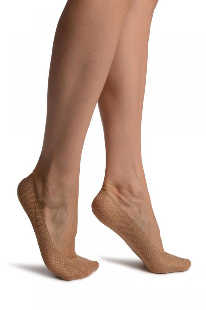 liss kiss Dark Beige Snake Skin Silver Lurex With Silicon Heel & Bottom Footies - Footsies Socks