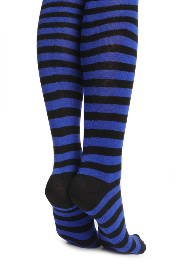 Liss Kiss Dark Blue & Black Stripes - Over The Knee Socks