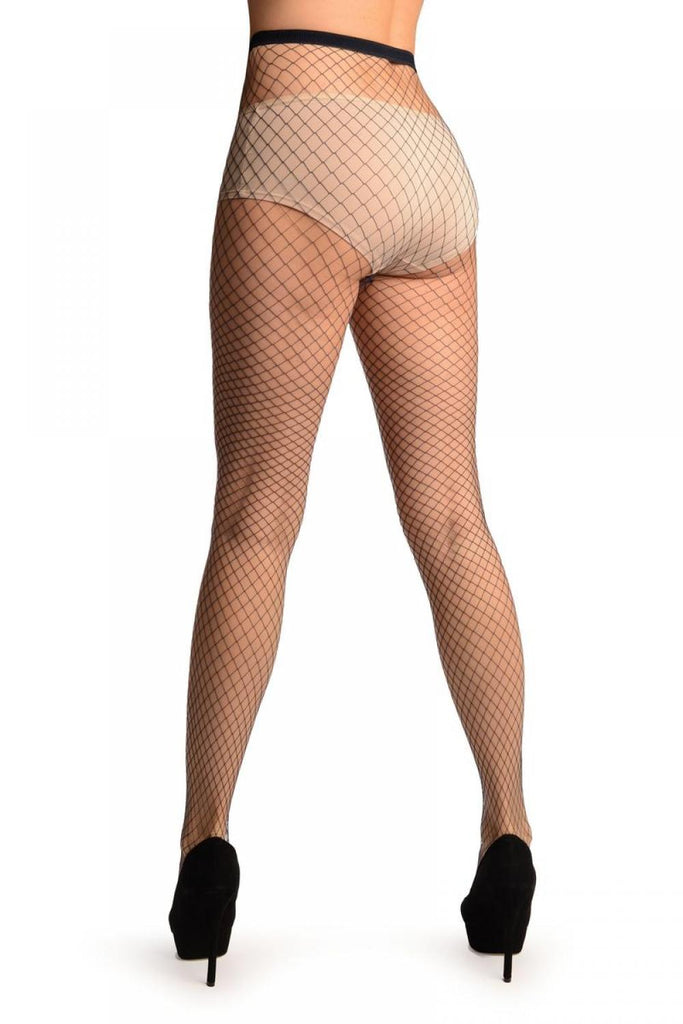 Liss Kiss Dark Blue Luxurious Large Mesh Fishnet Tights - Tights