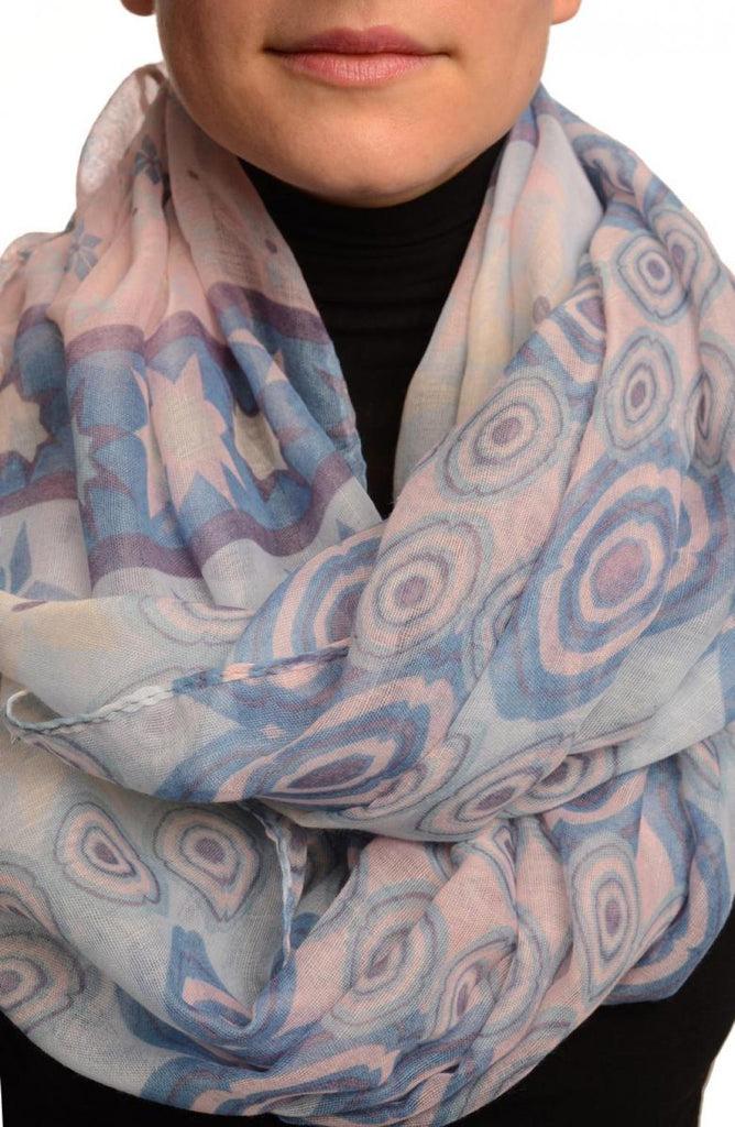 Liss Kiss Dark Blue & Pink Stars & Circles Snood Scarf - Snood