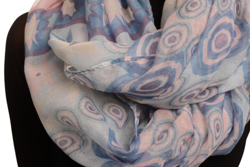 Liss Kiss Dark Blue & Pink Stars & Circles Snood Scarf - Snood