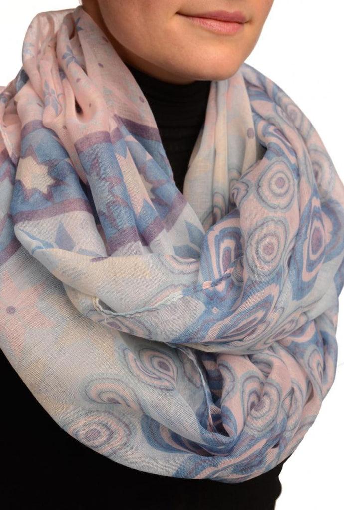 liss kiss Dark Blue & Pink Stars & Circles Snood Scarf - Snood