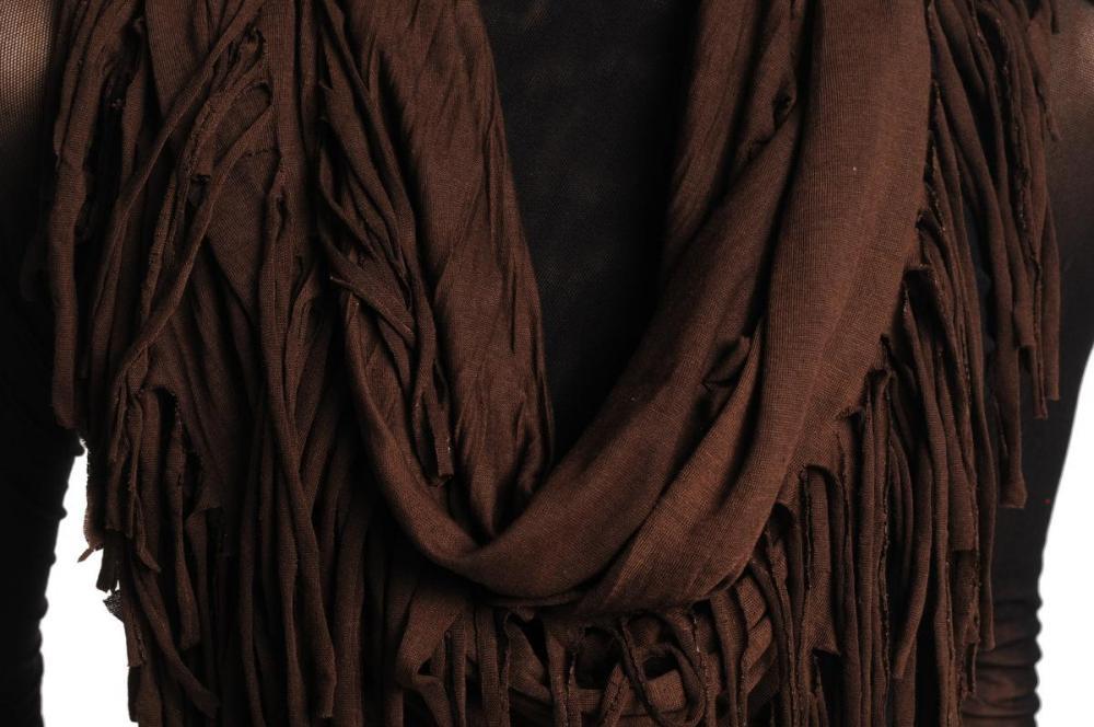 Liss Kiss Dark Chocolate With Tassels Snood Scarf - Snood