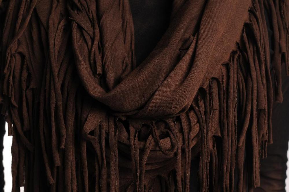 Liss Kiss Dark Chocolate With Tassels Snood Scarf - Snood